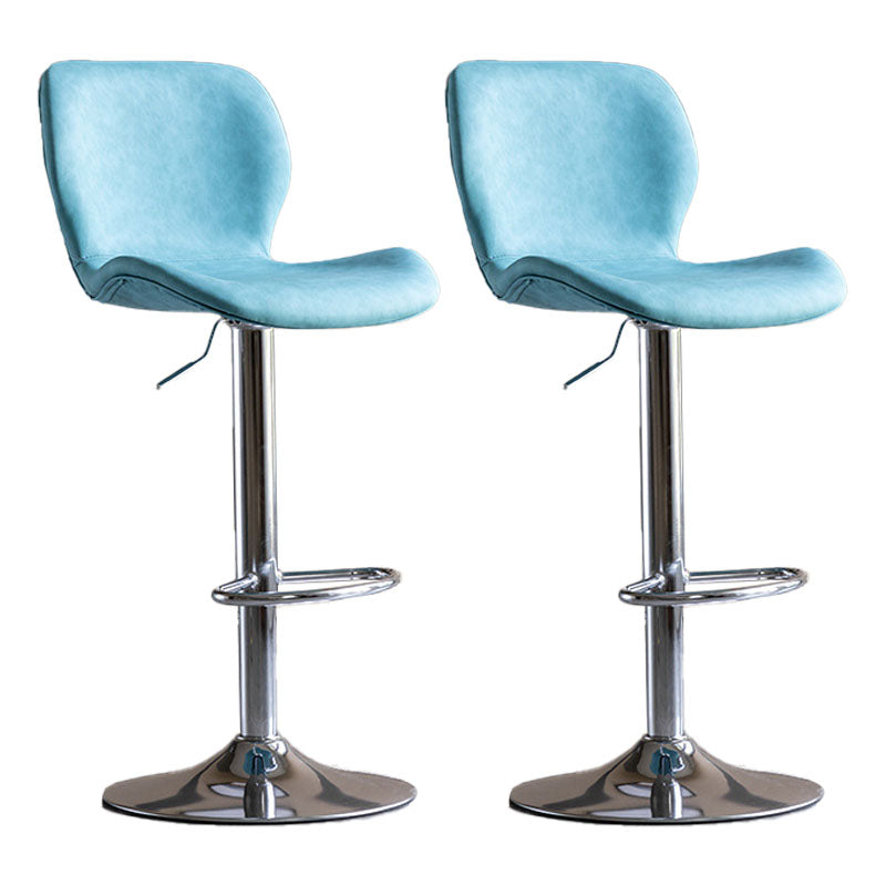 Contemporary Swivel Adjustable Height Stool Matte Finish Leather Barstool