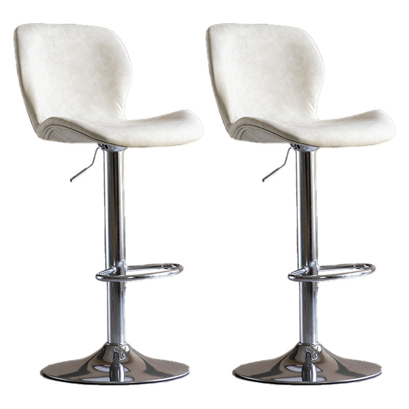 Contemporary Swivel Adjustable Height Stool Matte Finish Leather Barstool