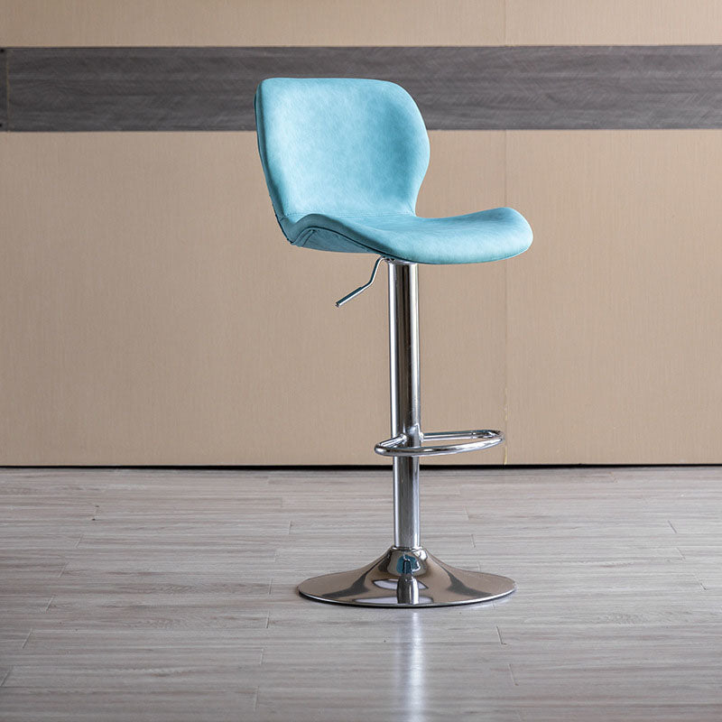 Contemporary Swivel Adjustable Height Stool Matte Finish Leather Barstool