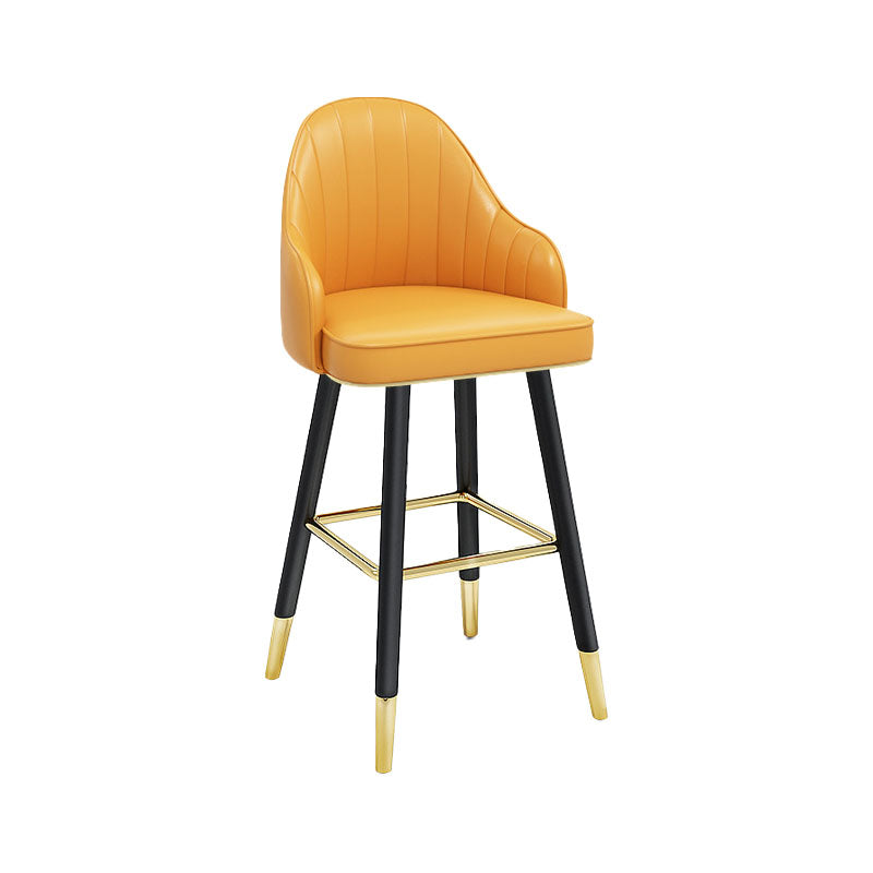 Scandinavian Full Back Swivel Barstool Restaurant Leather Stool