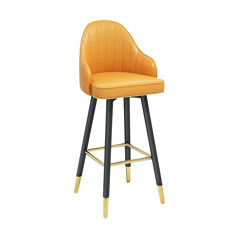 Scandinavian Full Back Swivel Barstool Restaurant Leather Stool