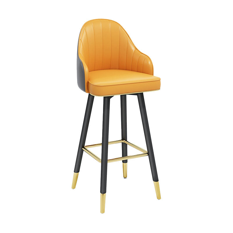 Scandinavian Full Back Swivel Barstool Restaurant Leather Stool