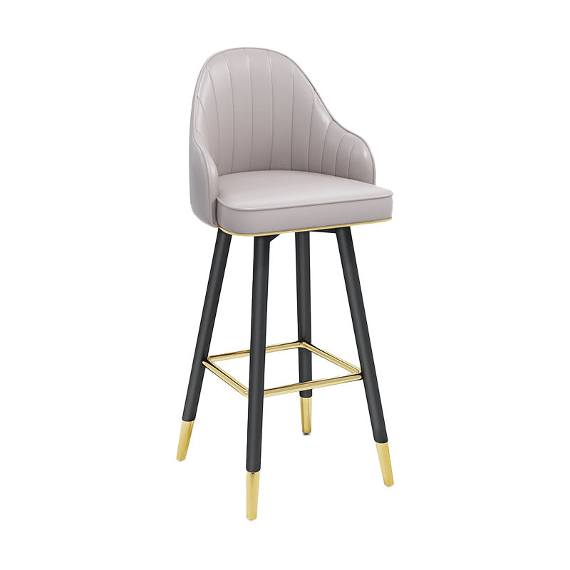 Scandinavian Full Back Swivel Barstool Restaurant Leather Stool