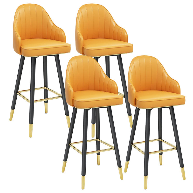 Scandinavian Full Back Swivel Barstool Restaurant Leather Stool