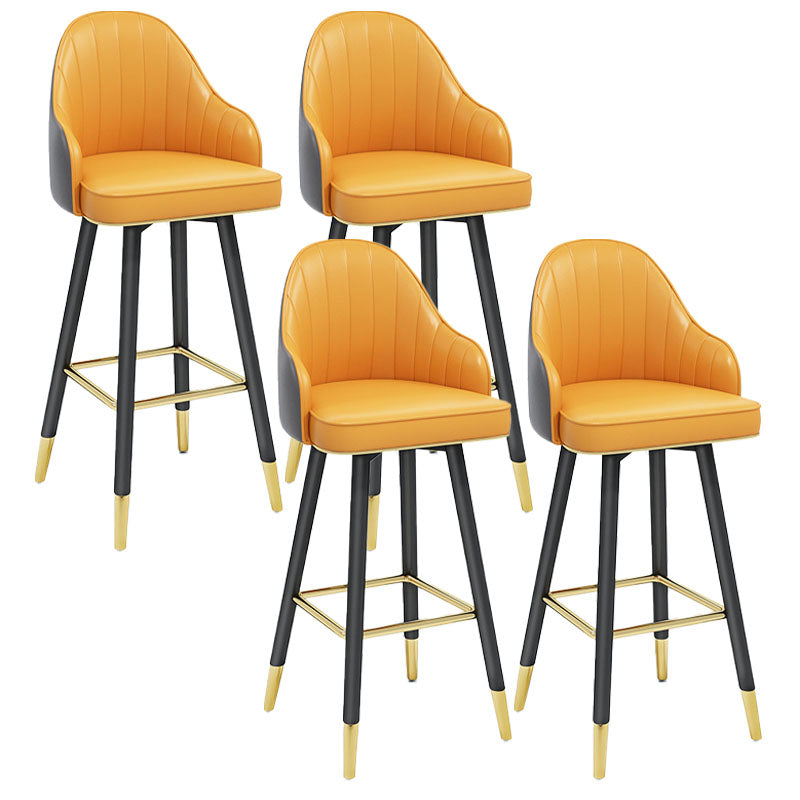Scandinavian Full Back Swivel Barstool Restaurant Leather Stool