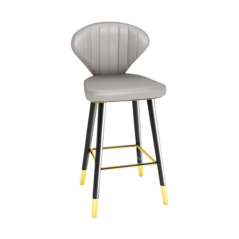 Scandinavian Home Footrest Stool Matte Finish Leather Barstool