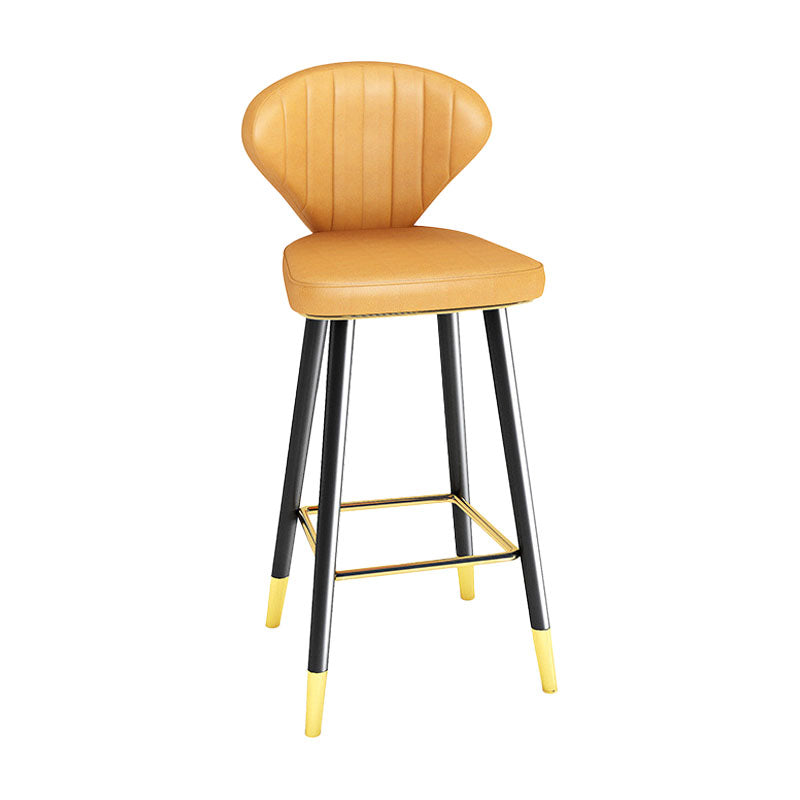 Scandinavian Home Footrest Stool Matte Finish Leather Barstool