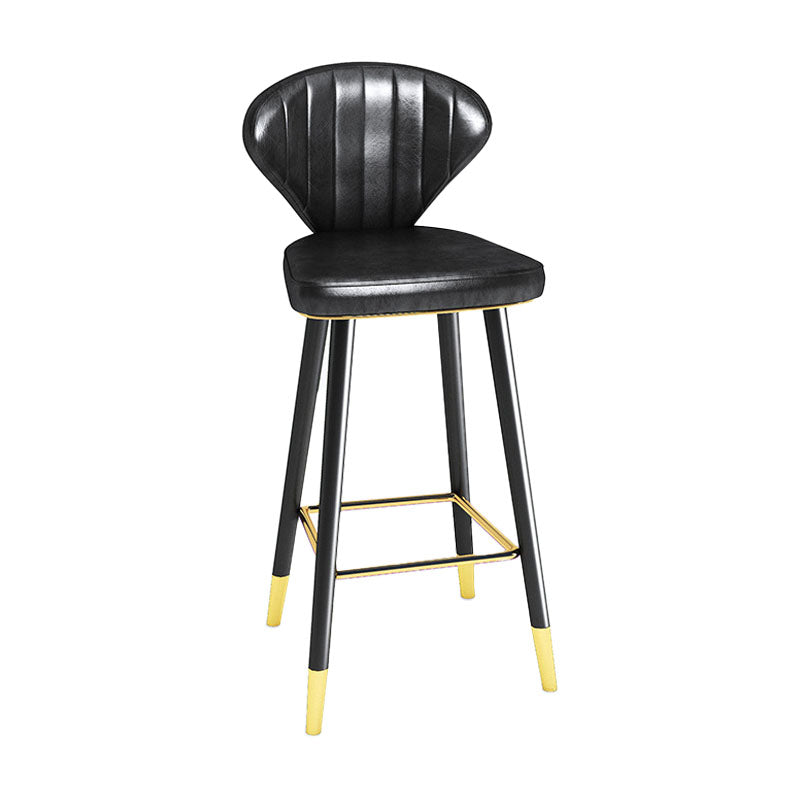 Scandinavian Home Footrest Stool Matte Finish Leather Barstool