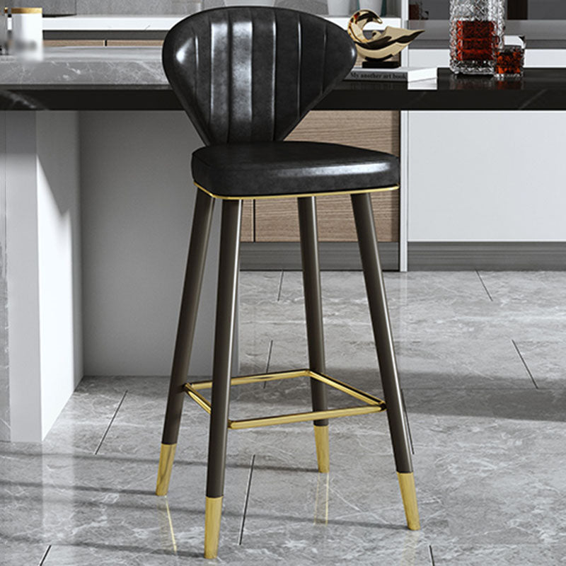 Scandinavian Home Footrest Stool Matte Finish Leather Barstool