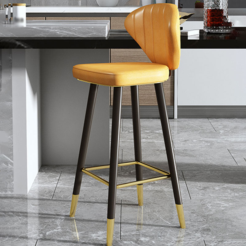 Scandinavian Home Footrest Stool Matte Finish Leather Barstool