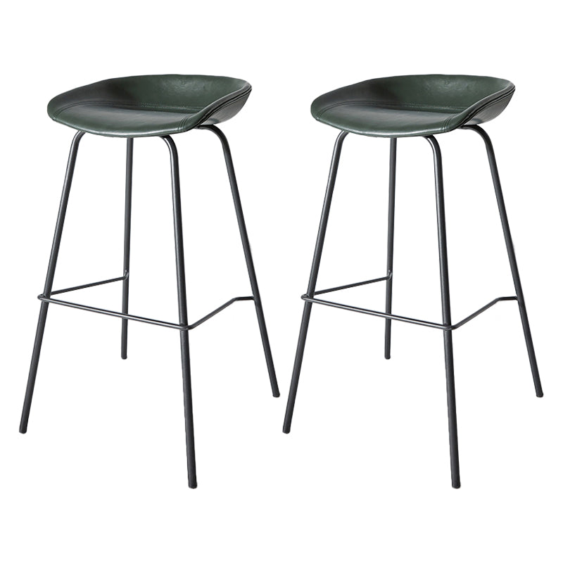 Contemporary Matte Finish Leather Barstool Low Back Home Stool