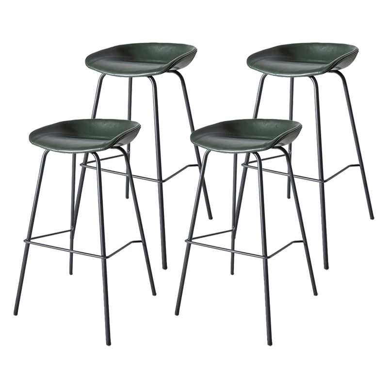 Contemporary Matte Finish Leather Barstool Low Back Home Stool