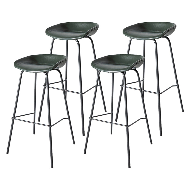 Contemporary Matte Finish Leather Barstool Low Back Home Stool