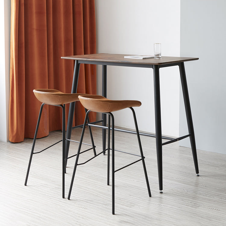 Contemporary Matte Finish Leather Barstool Low Back Home Stool
