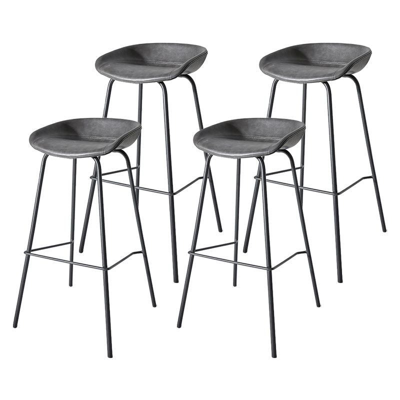Contemporary Matte Finish Leather Barstool Low Back Home Stool