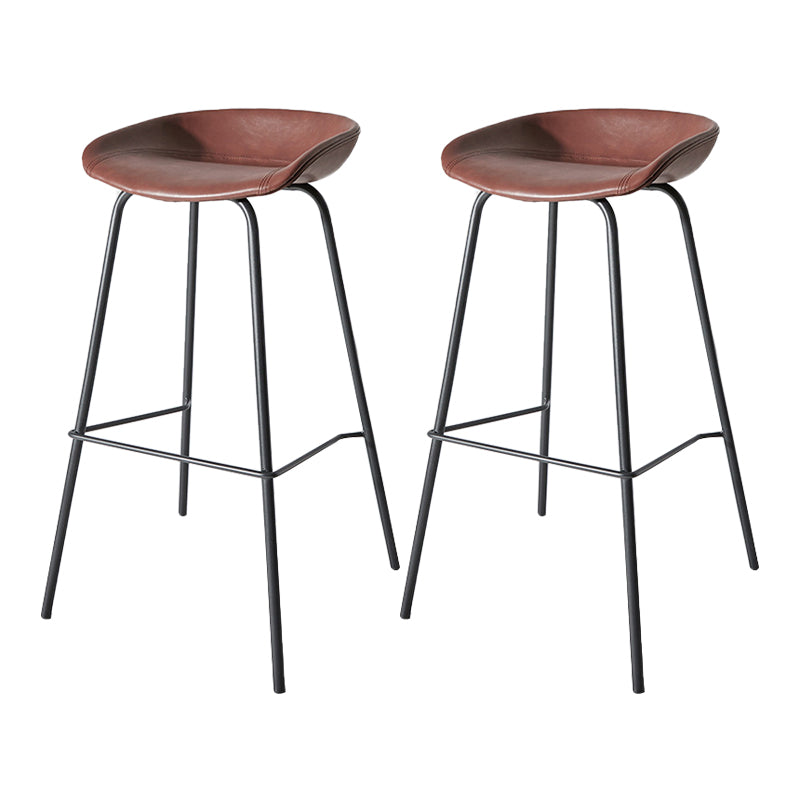 Contemporary Matte Finish Leather Barstool Low Back Home Stool