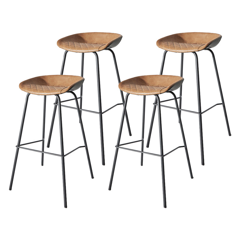 Contemporary Matte Finish Leather Barstool Low Back Home Stool
