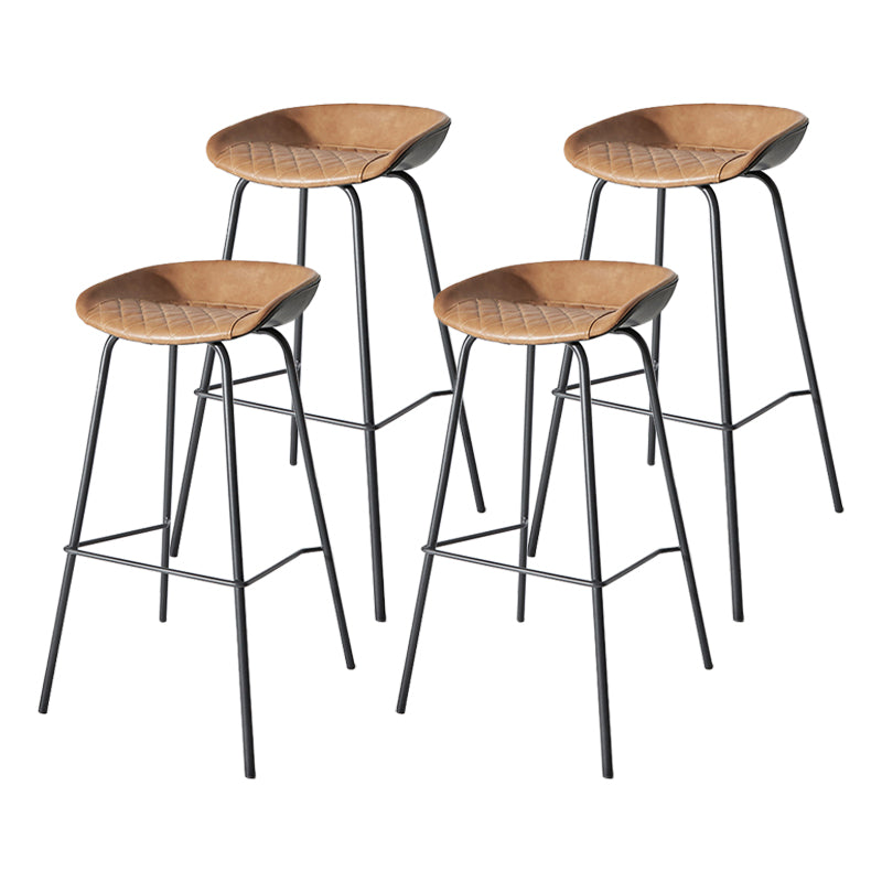 Contemporary Matte Finish Leather Barstool Low Back Home Stool