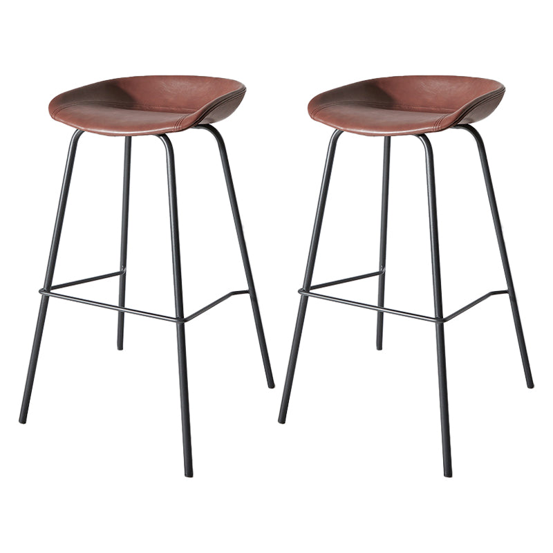 Contemporary Matte Finish Leather Barstool Low Back Home Stool