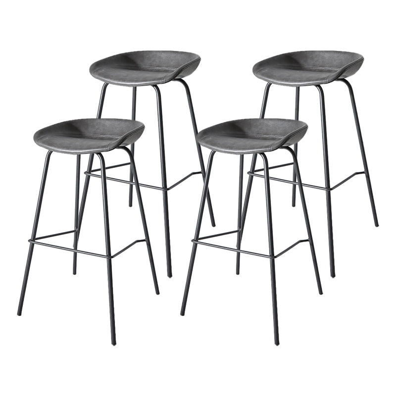 Contemporary Matte Finish Leather Barstool Low Back Home Stool