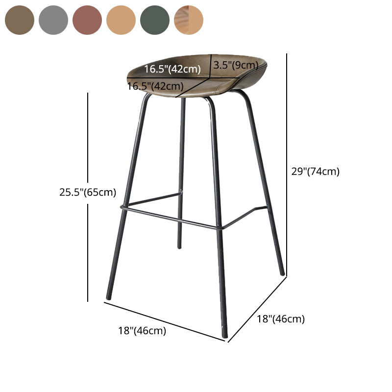 Contemporary Matte Finish Leather Barstool Low Back Home Stool