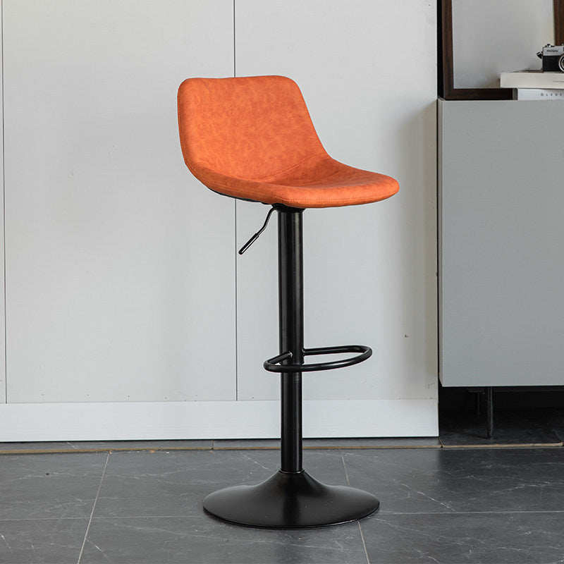 Contemporary Matte Finish Leather Barstool Adjustable Height Footrest Home Stool