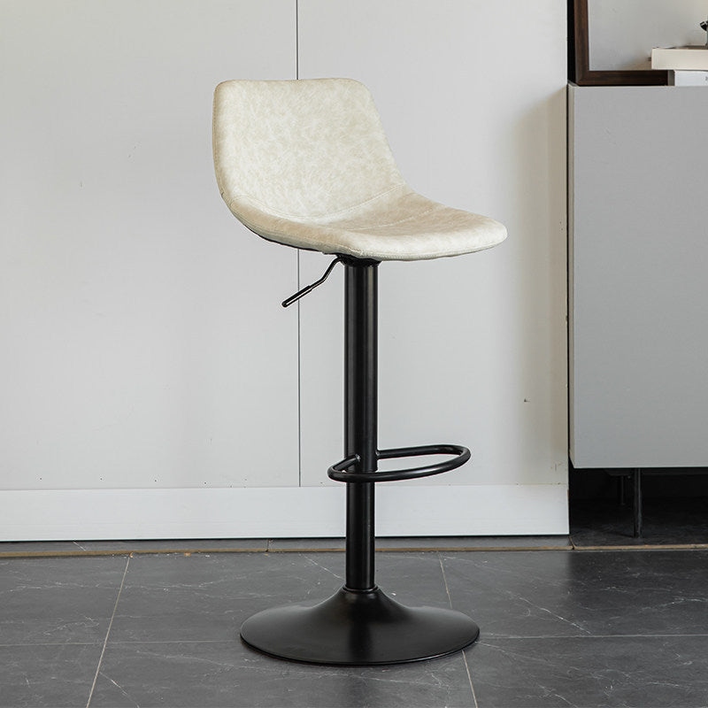 Contemporary Matte Finish Leather Barstool Adjustable Height Footrest Home Stool