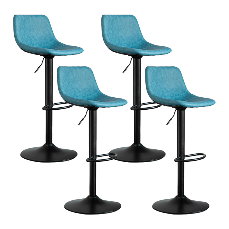 Contemporary Matte Finish Leather Barstool Adjustable Height Footrest Home Stool