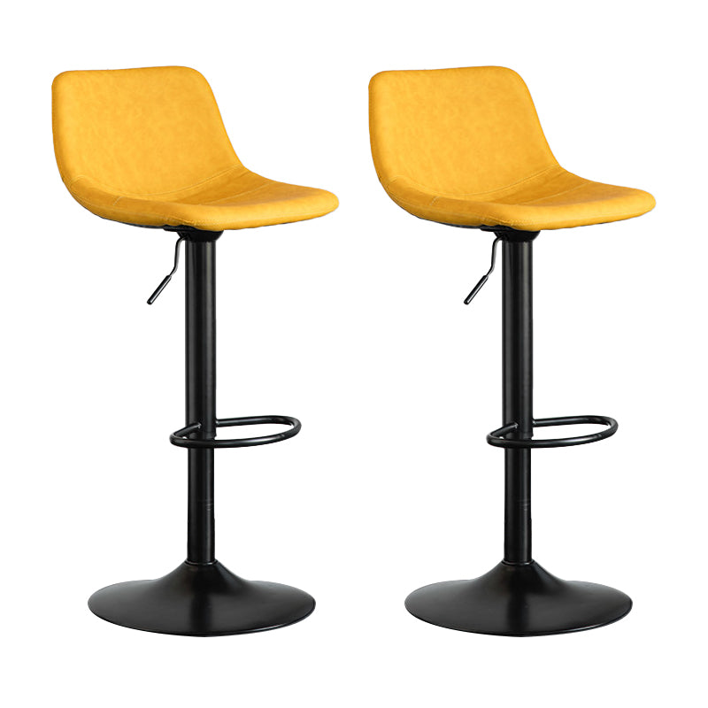 Contemporary Matte Finish Leather Barstool Adjustable Height Footrest Home Stool