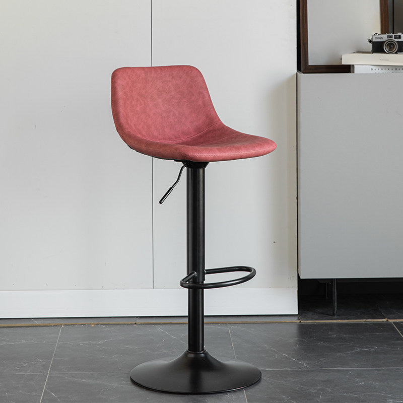 Contemporary Matte Finish Leather Barstool Adjustable Height Footrest Home Stool