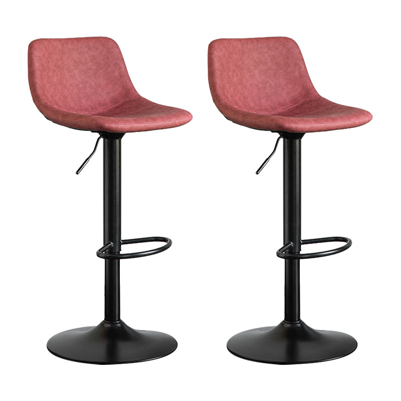 Contemporary Matte Finish Leather Barstool Adjustable Height Footrest Home Stool