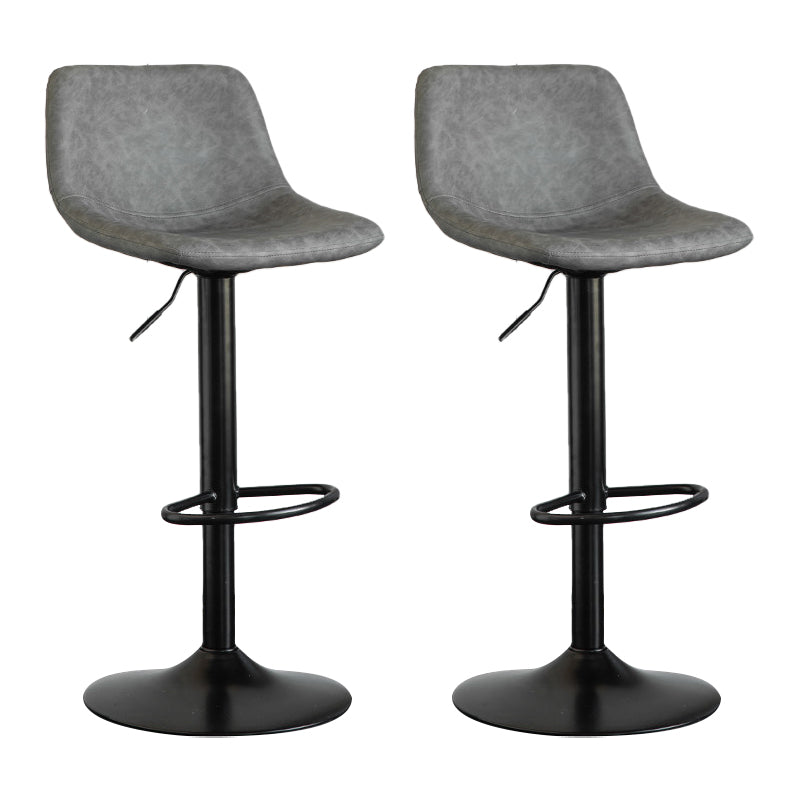Contemporary Matte Finish Leather Barstool Adjustable Height Footrest Home Stool