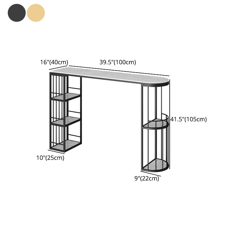 Stone Bar Dining Table Glam Bar Table with Double Pedestal for Dining Room