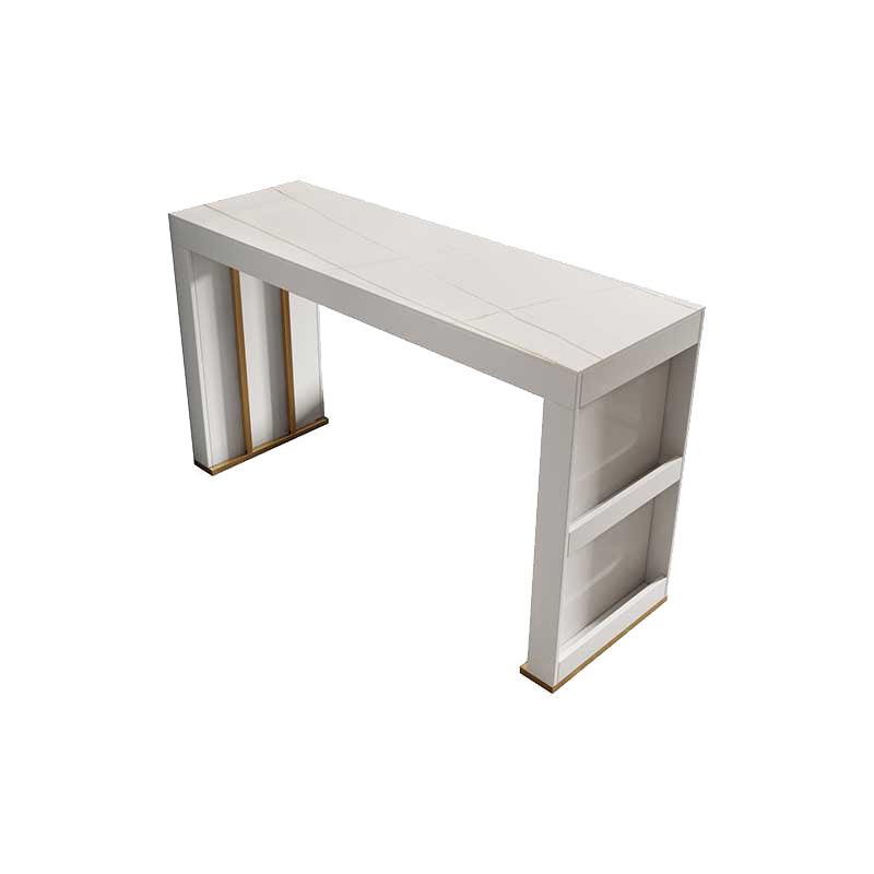 Stone Bar Dining Table Modern Bar Table with Double Pedestal for Dining Room