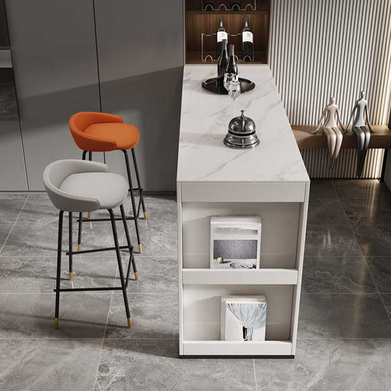 Stone Bar Dining Table Modern Bar Table with Double Pedestal for Dining Room