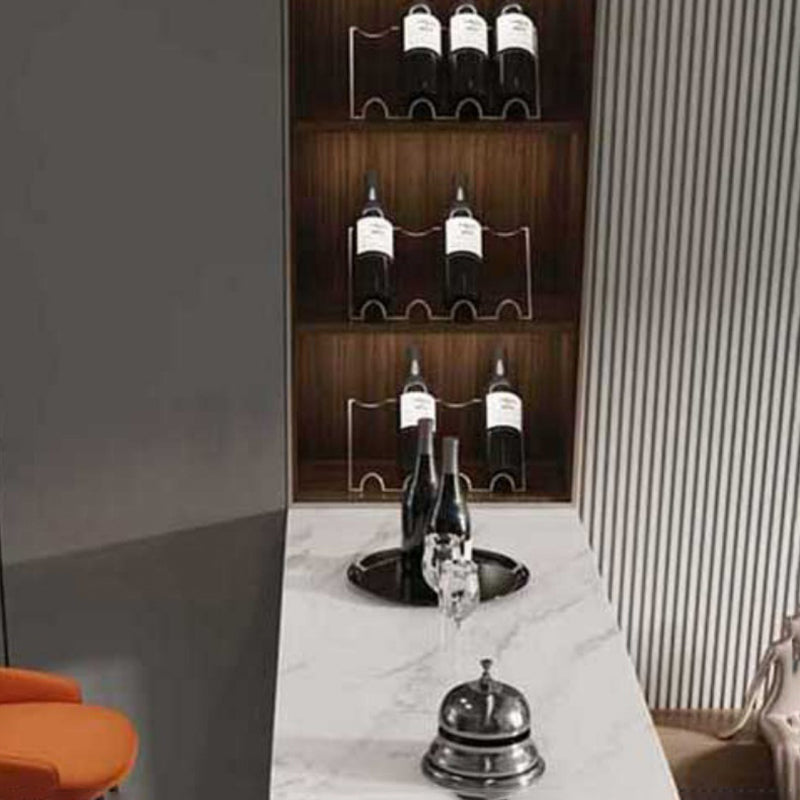 Stone Bar Dining Table Modern Bar Table with Double Pedestal for Dining Room