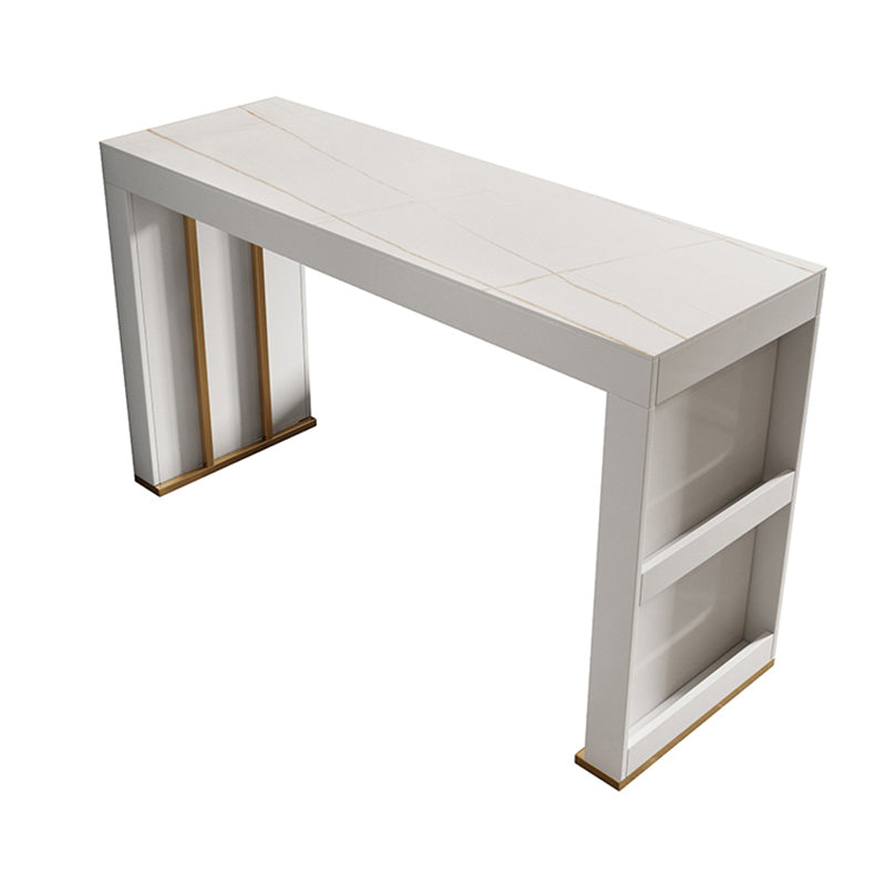 Stone Bar Dining Table Modern Bar Table with Double Pedestal for Dining Room