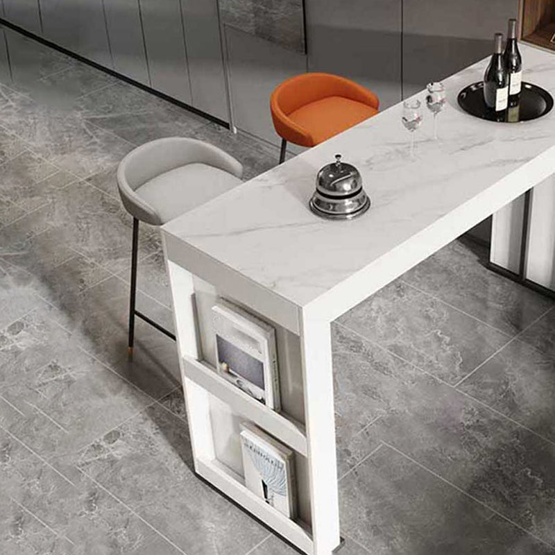 Stone Bar Dining Table Modern Bar Table with Double Pedestal for Dining Room