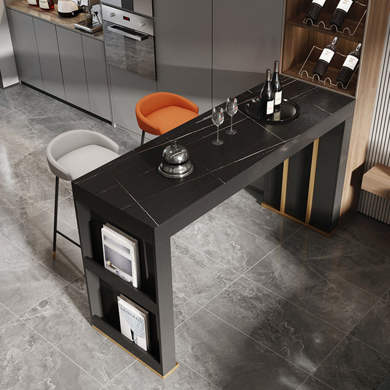 Stone Bar Dining Table Modern Bar Table with Double Pedestal for Dining Room