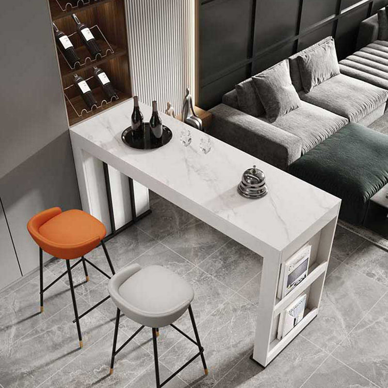 Stone Bar Dining Table Modern Bar Table with Double Pedestal for Dining Room