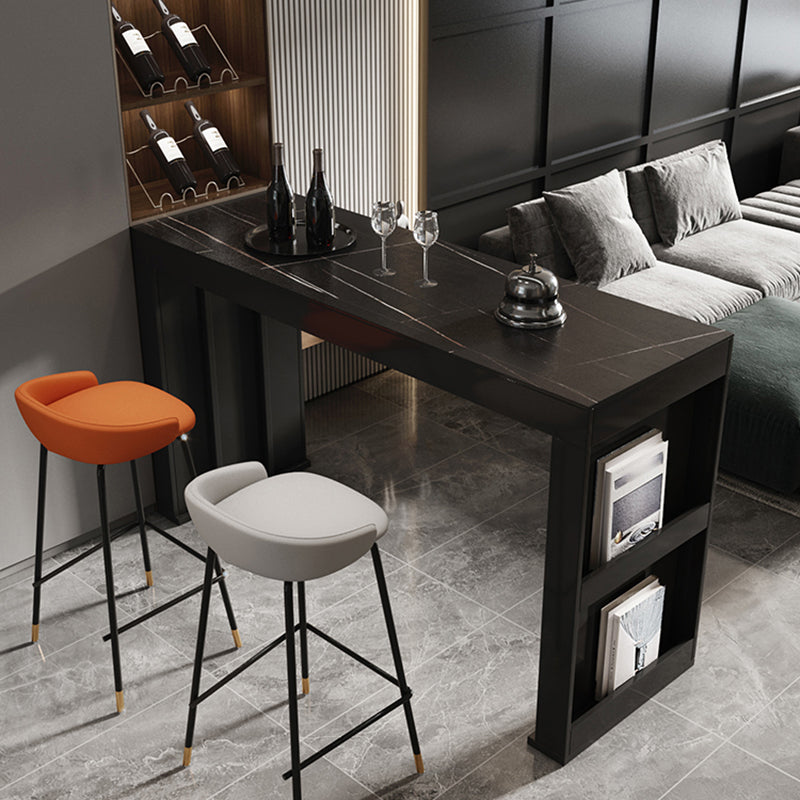 Stone Bar Dining Table Modern Bar Table with Double Pedestal for Dining Room