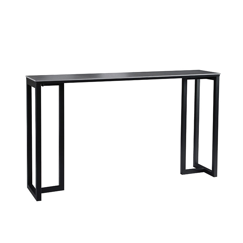 Stone Bar Table Modern Rectangle Bar Table with Double Pedestal Base for Kitchen