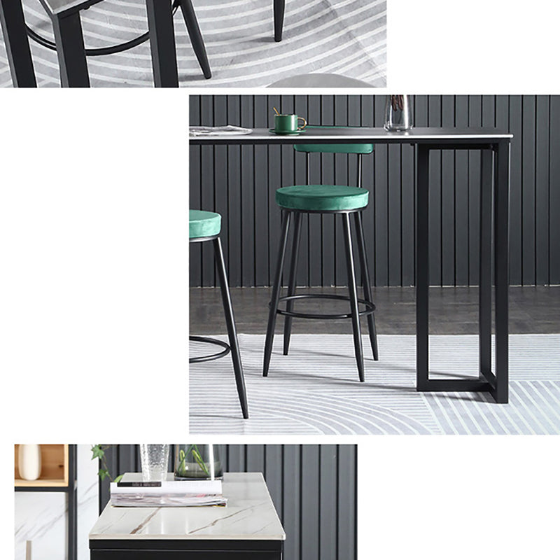 Stone Bar Table Modern Rectangle Bar Table with Double Pedestal Base for Kitchen