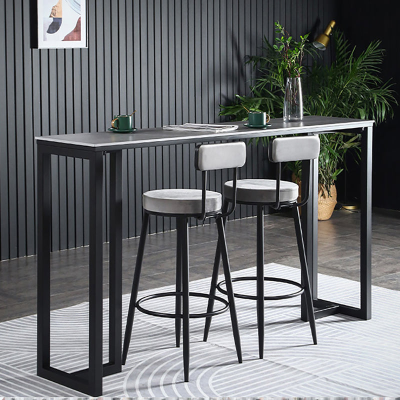 Stone Bar Table Modern Rectangle Bar Table with Double Pedestal Base for Kitchen