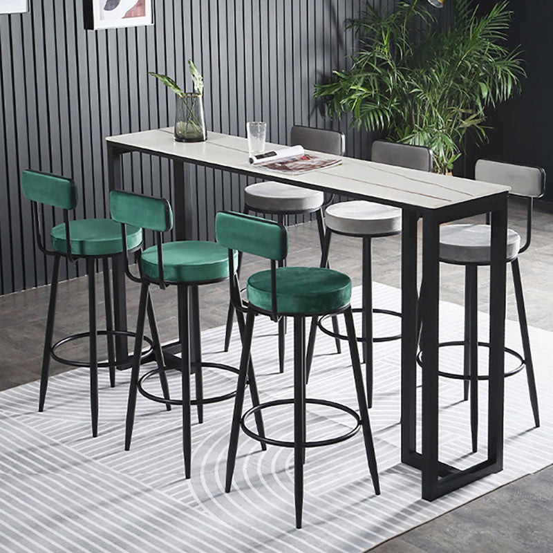 Stone Bar Table Modern Rectangle Bar Table with Double Pedestal Base for Kitchen