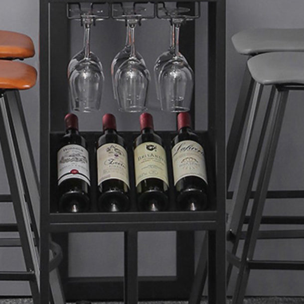 Industrial Style Bar Table Stone Top 42-inch Height Pub Table with Wine Glass Shelf