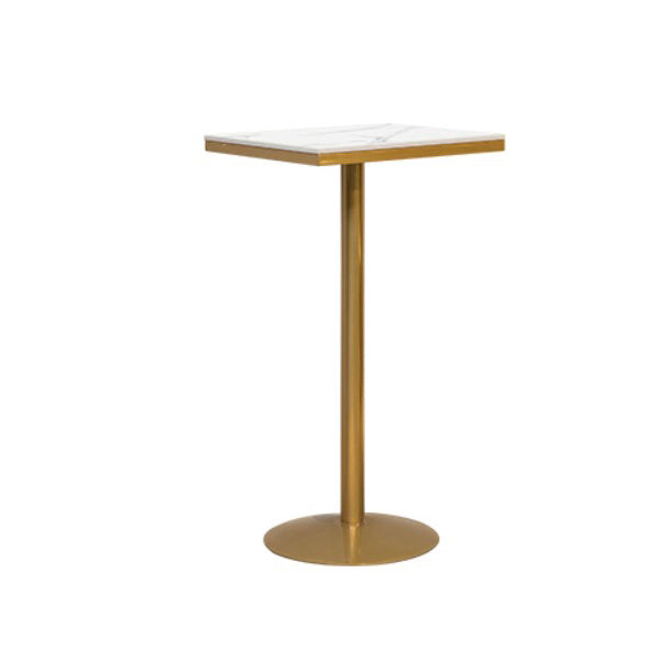 Artificial Marble Bar Table Glam Style Gold Base Bistro Table for Coffee Shop