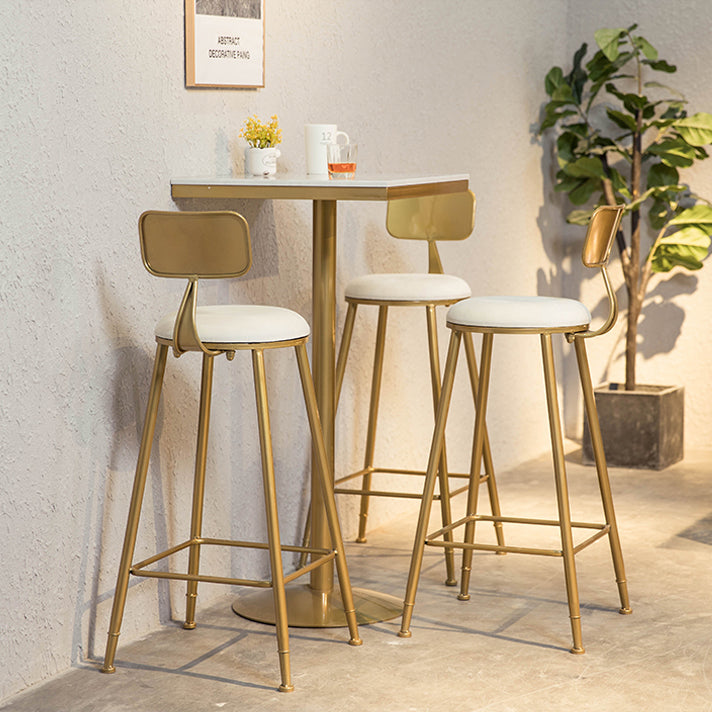 Artificial Marble Bar Table Glam Style Gold Base Bistro Table for Coffee Shop