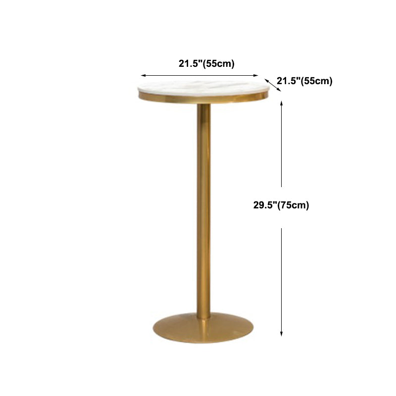 Artificial Marble Bar Table Glam Style Gold Base Bistro Table for Coffee Shop