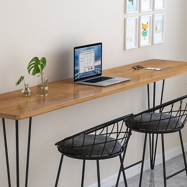 Industrial Style Rectangle Wood Top Counter Table 42-inch Height Modern Bar Table